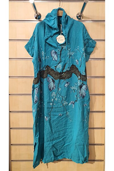 Park Moda Італійське лляне плаття з капюшоном і метеликовим візерунком