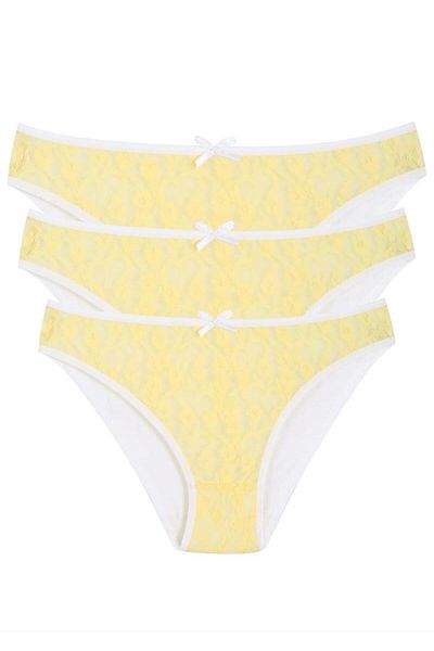 Celira Cotton Lace 3-Piece Panties Yellow 40258