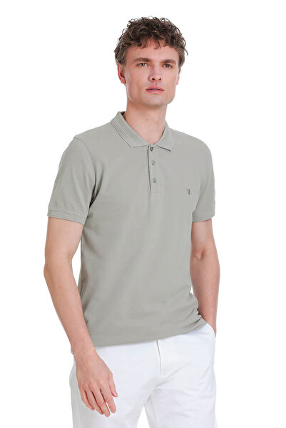 Hatemoğlu Khaki Regular Fit 100% Cotton Polo Neck T-Shirt