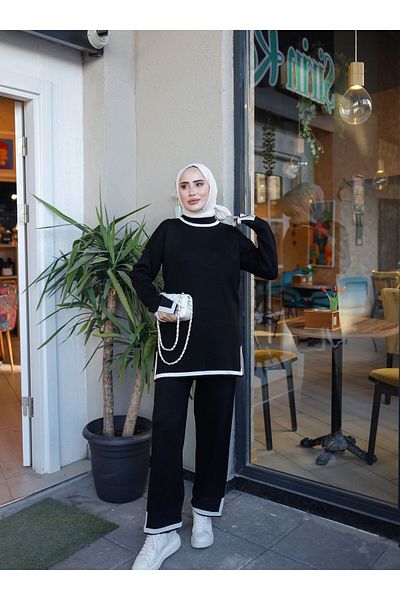 SAHRA BUTİK Black Knitwear Set - Slit - Field Boutique