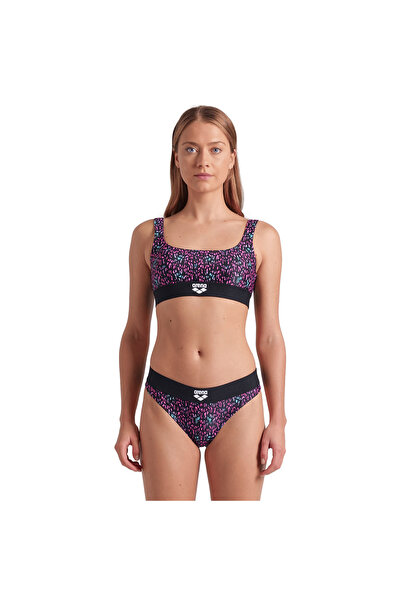 ARENA Monogram Elastic Bralette Kadın Siyah Yüzücü Bikini 009389550