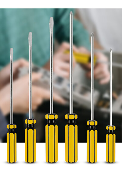 DEFAONS طقم مفكات براغي من 6 قطع مع رف - مشقوق (3 بوصة، 4 بوصة، 6 بوصة) ومفك ...