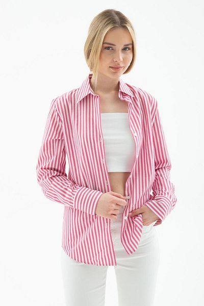Fashion Friends Cămașă oversize cu dungi roz
