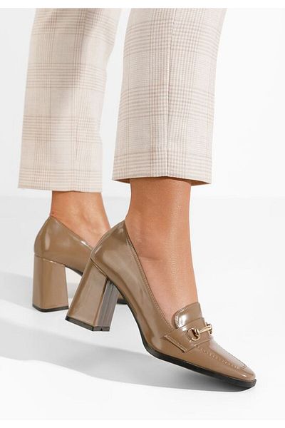 B T Shoes Loafers with Noriana heel, khaki