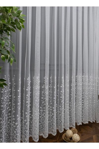 Brillant Farbateks 3 Layer Pleated Tulle Curtain - Wide Patterned, Sewing and Spacious Embroidered Skirt