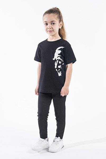 Trend Baby Kids Devojčina Ataturk silueta Štampano crna majica