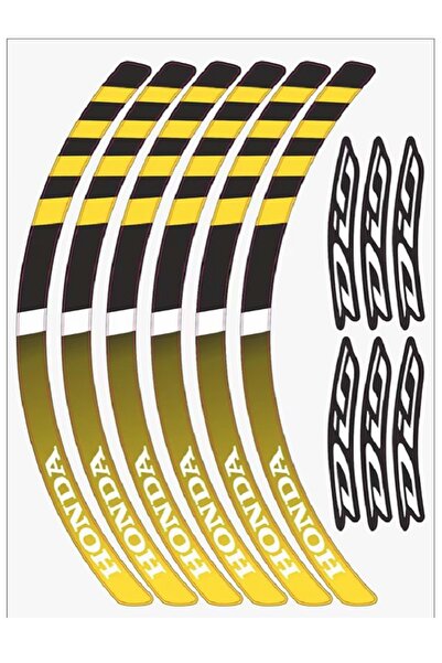 ultramotor Honda DİO Uyumlu Sarı Reflektör Baskı 1 Set Jant Şeridi