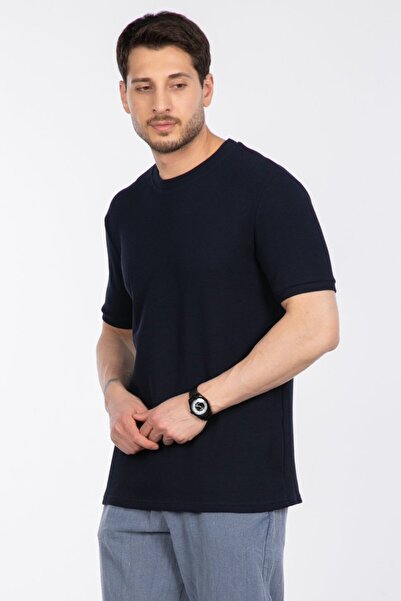 BARRELS AND OIL Gipeli Waffle Basic T-Shirt - Indigo