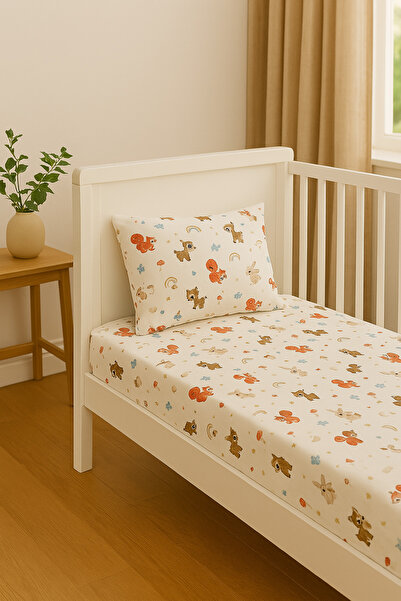 minial ANNE YANI YATAK BEŞİK İÇİN LASTİKLİ PAMUK ÇARŞAF SETİ (50X90) YASTIK K...