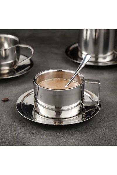 GeldHaus Steel Coffee Cup Set Metal Cup Set