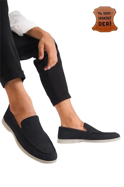 Liger Ανδρικά παπούτσια από γνήσιο δέρμα Nubuck Leofar ΜΑΥΡΟ