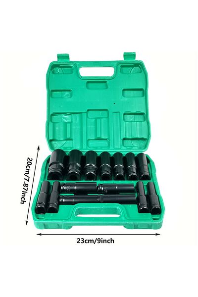 Generic 15PCS 1/2" Drive Deep Impact Socket Set CR-V Steel 8-32mm Metric Hex Sockets with Carry Case