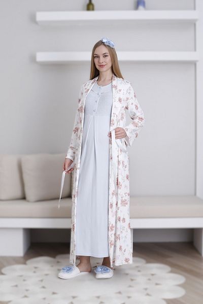 Pelin Set de cămașă de noapte pentru maternitate, cu model, din dantelă