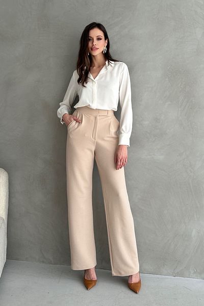 Trendseninle Women's Lycra Velcro Closure Stone Color Palazzo Pants
