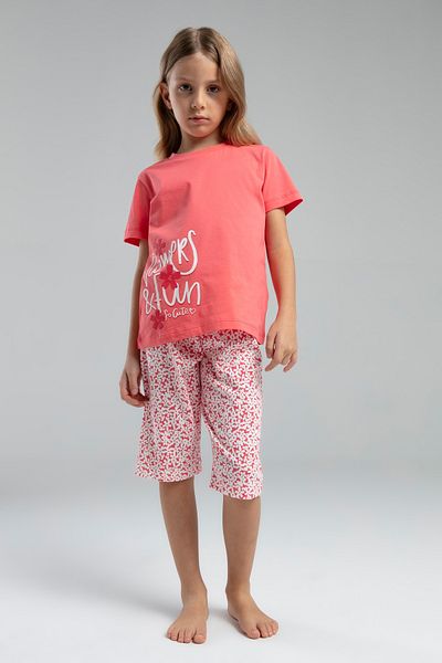 Rolypoly Girl's Flowers Fun Written Short Sleeve Capri Pajama Set