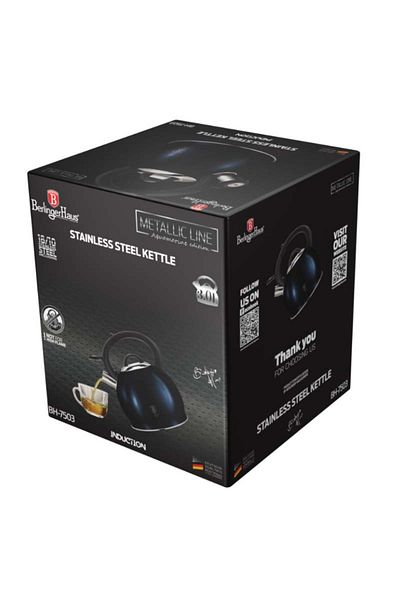 Berlinger Haus Stainless steel whistling kettle 3.0 l Aquamarine Metallic Line