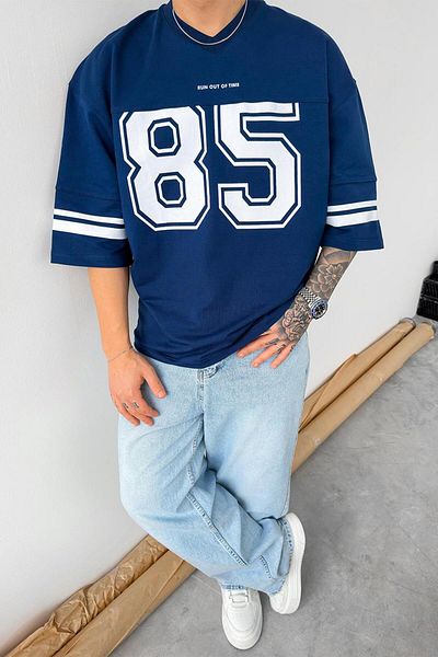 HAFKAGİYİM Μπλουζάκι από ζέρσεϊ με στάμπα Navy Blue 85