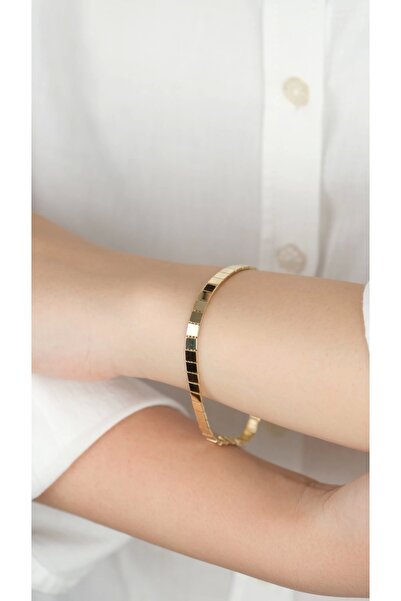 Arpaş 14 Ayar Altın Kareli Sade Bileklik 911