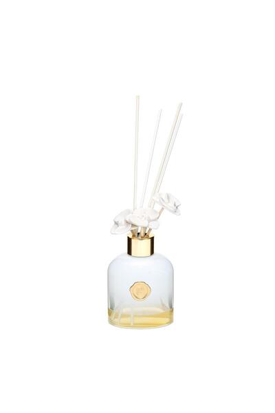 Missi 130 ml Beyaz Cam Şişe Seramik Çiçek Taşlı Bambu Çubuklu White Jasmine O...