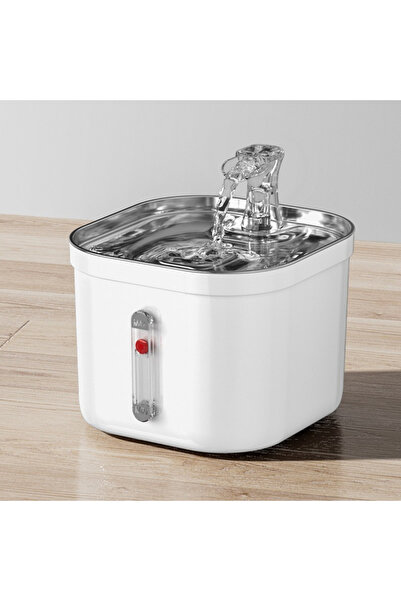 COOYA Stainless steel pet water dispenser,2L capacity,triple filtration,ultra-quiet pump,white