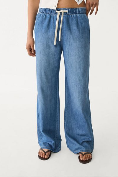 Stradivarius Flowy long denim trousers