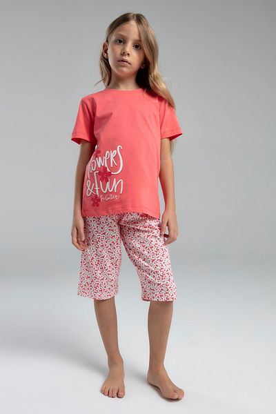 Rolypoly Girl's Flowers Fun Written Short Sleeve Capri Pajama Set