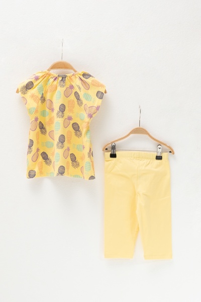 Zeyland Baby-Mädchen-Set aus gelbem T-Shirt mit Ananas-Muster, Taschen und Knöpfen sowie Leggings (2–7 Jahre)