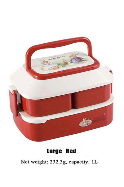 COOYA Double Layered Lattice Children's Lunch Box,Lovely Rabbit,18.5x11.2x11 cm,Leak-Proof,Heat Resistant