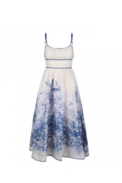 BRGCLOTHING Rochie evazată cu bretele din in, design echivalent