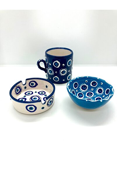 Store Double Turkish Coffee Cup, Turkish Delight Bowl, Ashtray, Evil Eye Bead...