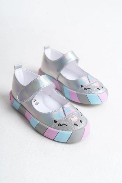 p papuccum ortopedi çocuk ayakkabıları Girl's Silver Unicorn Lighted Anti-Slip Anatomical Sole Shoes