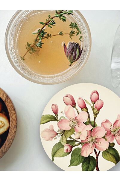 Home مجموعة من 6 قواعد أكواب MDF بنمط زهور - مقاومة للحرارة، تصميم أنيق