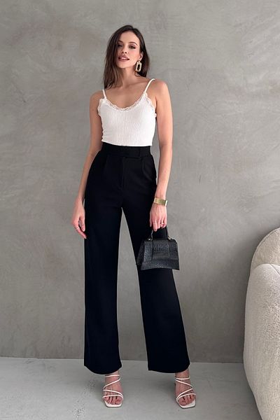 Know Women's Lycra Velcro Closure Black Palazzo Pants