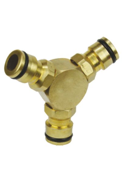 flores Hose connector, 3-way, Brass, 1/2", Gold