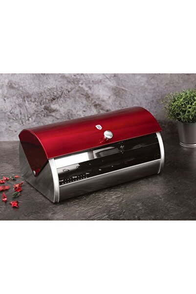 Berlinger Haus Bread Box Pastry Box Burgundy Metallic Line Stainless Steel