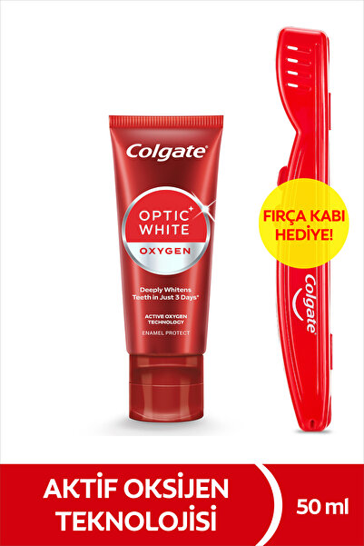 Colgate Optic White Oxygen Aktif Oksijen Teknolojisi Beyazlatıcı Diş Macunu 50ml + Fırça Kabı Hediye