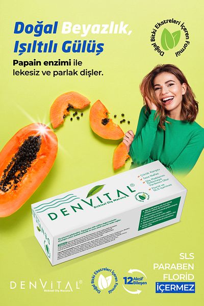 DENVİTAL معجون أسنان دينفيتال العشبي خالي من الفلورايد، خالي من البارابين، خالي من مادة SLS