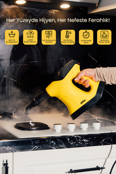 Sinbo SSC-6424 9 in1 Çok Fonksiyonlu El Tipi Basınçlı Buharlı Temizlik Makinesi-Kesintisiz Buhar Özellikli