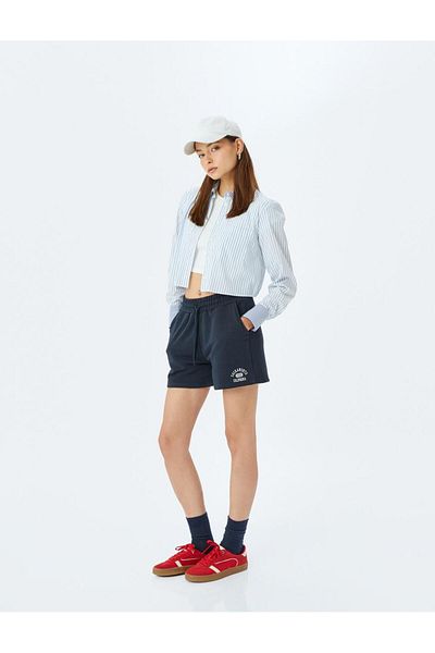 Koton Marineblaue Damen-Shorts 5sal40037ık