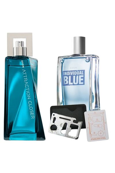Dactylion Attraction Closer Eau de Toilette Set for Him 75 ml, Individual Blue 100 ml, multifunctional card