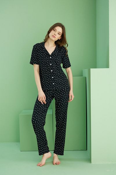 Siyah İnci Black Patterned Bürüm Pajama Set 25118556