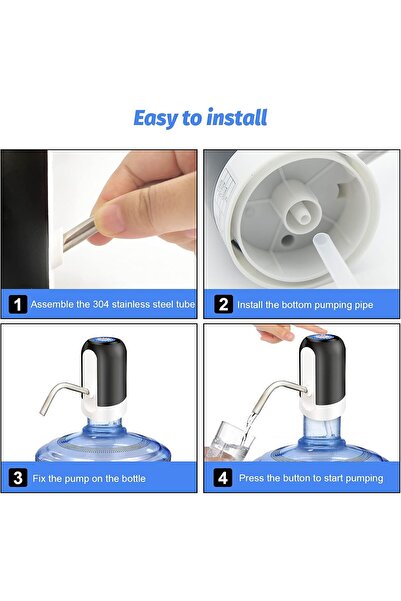 ENAR SKY-TOUCH Automatic Water Dispenser, Rechargeable USB Pump, Black