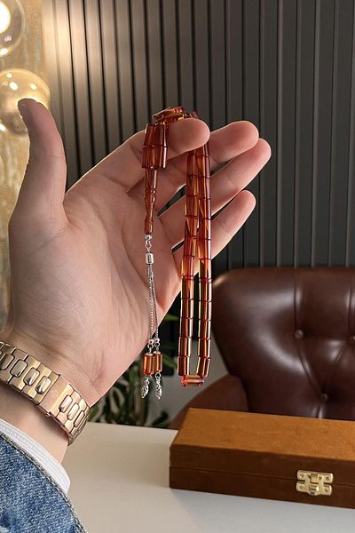 dergah tesbih Ateş-i Squeeze Transparent Amber Prayer Beads