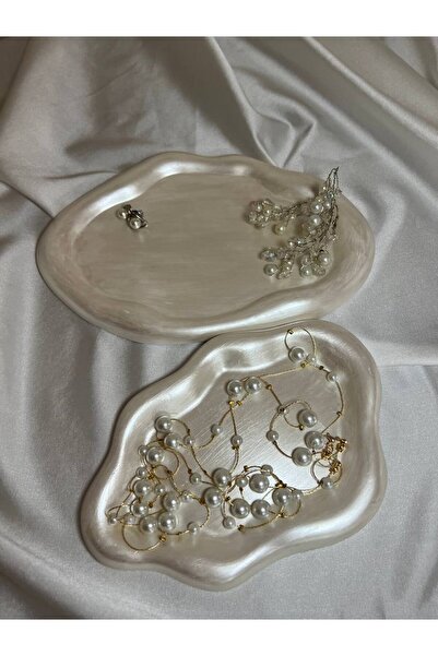 Love Candle Dekor İnci Bulut Tabak Seti , Dekoratif Bulut Tabak, Oval Bulut T...