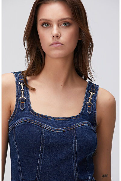 Network İndigo Mini Denim Elbise