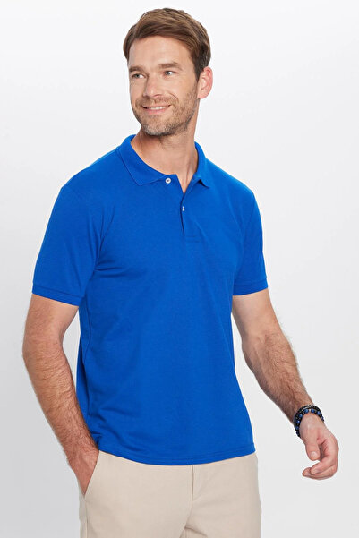 Tudors Men's Slim Fit Polo - Red - Saks - Blue - Emerald - Green - Beige - Cotton Plain Pique