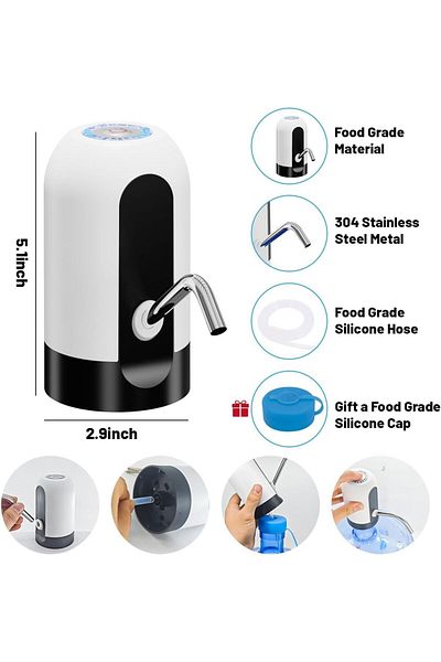 COOYA Water Bottle Pump, USB Charging Portable Electric Water Bottle Switch for Universal 5 Gallon Bottle
