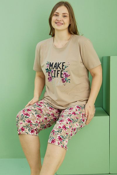 Siyah İnci Σετ βαμβακερό κάπρι με σχέδιο βιζόν Curve Large Size Oversize 25112772