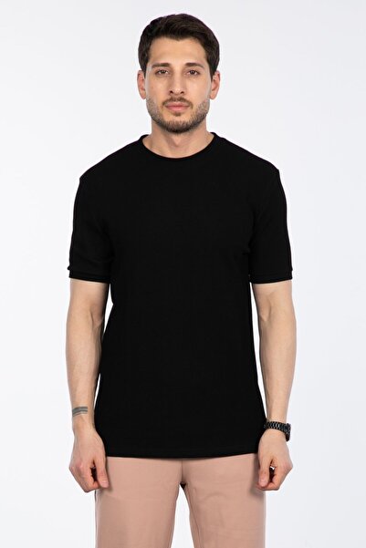 BARRELS AND OIL Gipeli basic waffle t-shirt - black
