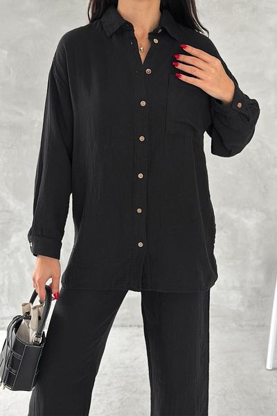 İstangül Butik Muslin Fabric Shirt Pants Suit